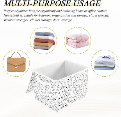 Halloween Ghosts Storage Bins with Lids and Carrying Handle,Foldable Storage Boxes Organizer Containers Baskets Cube with Cover for Home Bedroom Closet Office