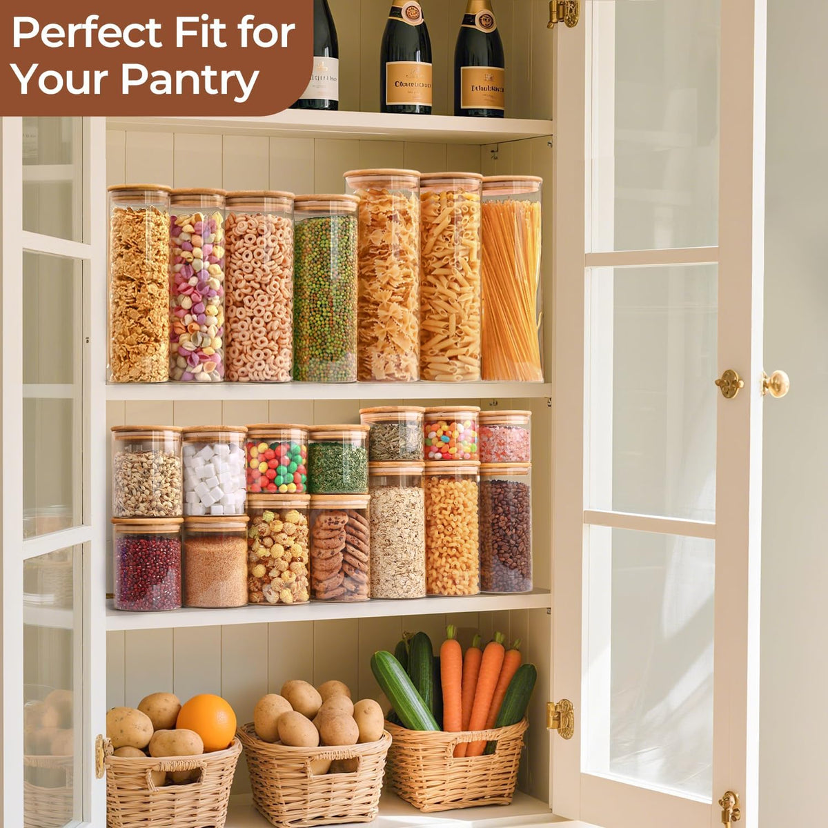 ComSaf Glass Storage Containers with Lids 0.5 Qt, 6 Pack Small Glass Jars