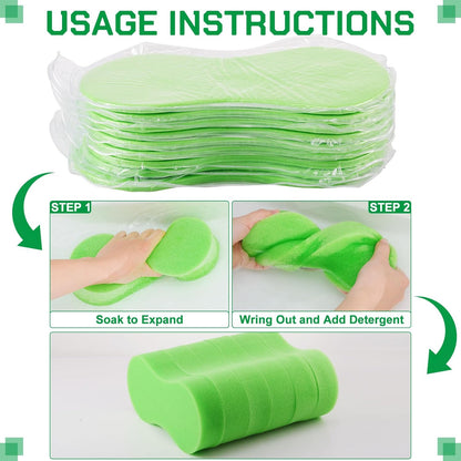 Vesici 24 Pack Large Sponges Bulk Multi-Purpose Extra Large Sponge for Washing Cars Field Day Water Games Household Cleaning Car Boat Bike Kitchen Bathroom Vacuum Compressed Packing (Bright Green)