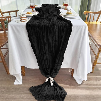 IVAPUPU 2 Pcs Cheesecloth Table Runner - 10ft Black Spring Boho Gauze Black Cheese Cloth Table Runners for Indoor Baby Shower Decorations Wedding Party Garden Decor