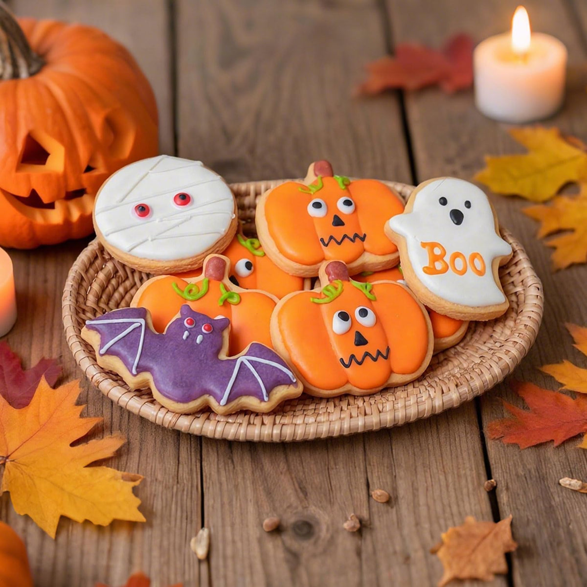 5-PIECE Halloween Cookie Cutters Set Stainless Steel cookie cutter molds Pumpkin, Bat, Ghost, Witch's Hat