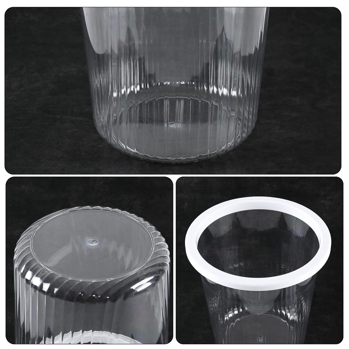 4-Pack Waste Basket Plastic, Small Plastic Garbage Can, Clear, 4 Gallon