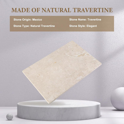 Koville Natural Travertine Marble Cutting Board for Kitchen Counter, 12" x 8" Real Stone Slab Marble Cheese Board for Home Decor