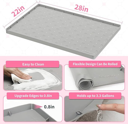 Sdpeia Under Sink Mat 28"×22" Waterproof Silicone Cabinet Liner & Sink Protector for Kitchen & Bathroom, Multi-Purpose Organizers Tray for Pets, Laundry, Cat Litter Mat
