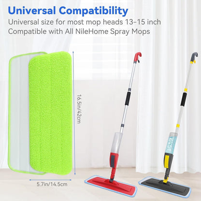 16.5 inch Microfiber Mop Pads for Rubbermaid Reveal Spray Mop and Any 16.5" Flat Mop - 6 Pack 13''-15'' Spray Mop Pad Reusable Washable Replacement Refills - Blue & Green