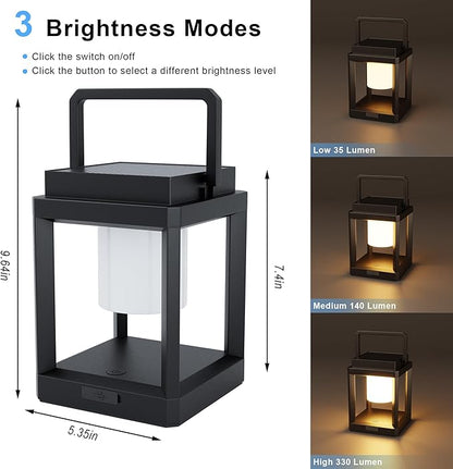 Outdoor Table Lamp, 3-Level Brightness LED Solar Table Lamp, Solar Lanterns Outdoor Waterproof Hanging for Patio Walking Reading Camping