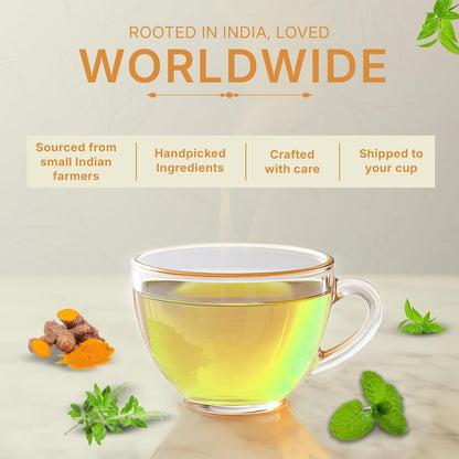 Turmeric, Peppermint &amp; Basil Tulsi Green Tea Loose Leaf 3.5oz, 50 Tea Bags