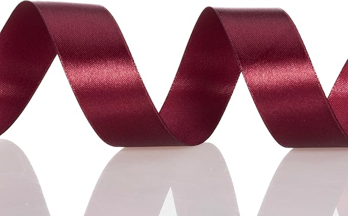 YASEO 1 Inch Wine Red Solid Satin Ribbon, 50 Yards Craft Fabric Ribbon for Gift Wrapping Floral Bouquets Wedding Party Decoration