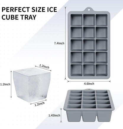 Silicone Ice Cube Tray 3 Pack, HANCELANT Ice Cube Mold, Ice Trays for Freezer with Lid for Whiskey, Baby Food, BPA Free, Easy Release