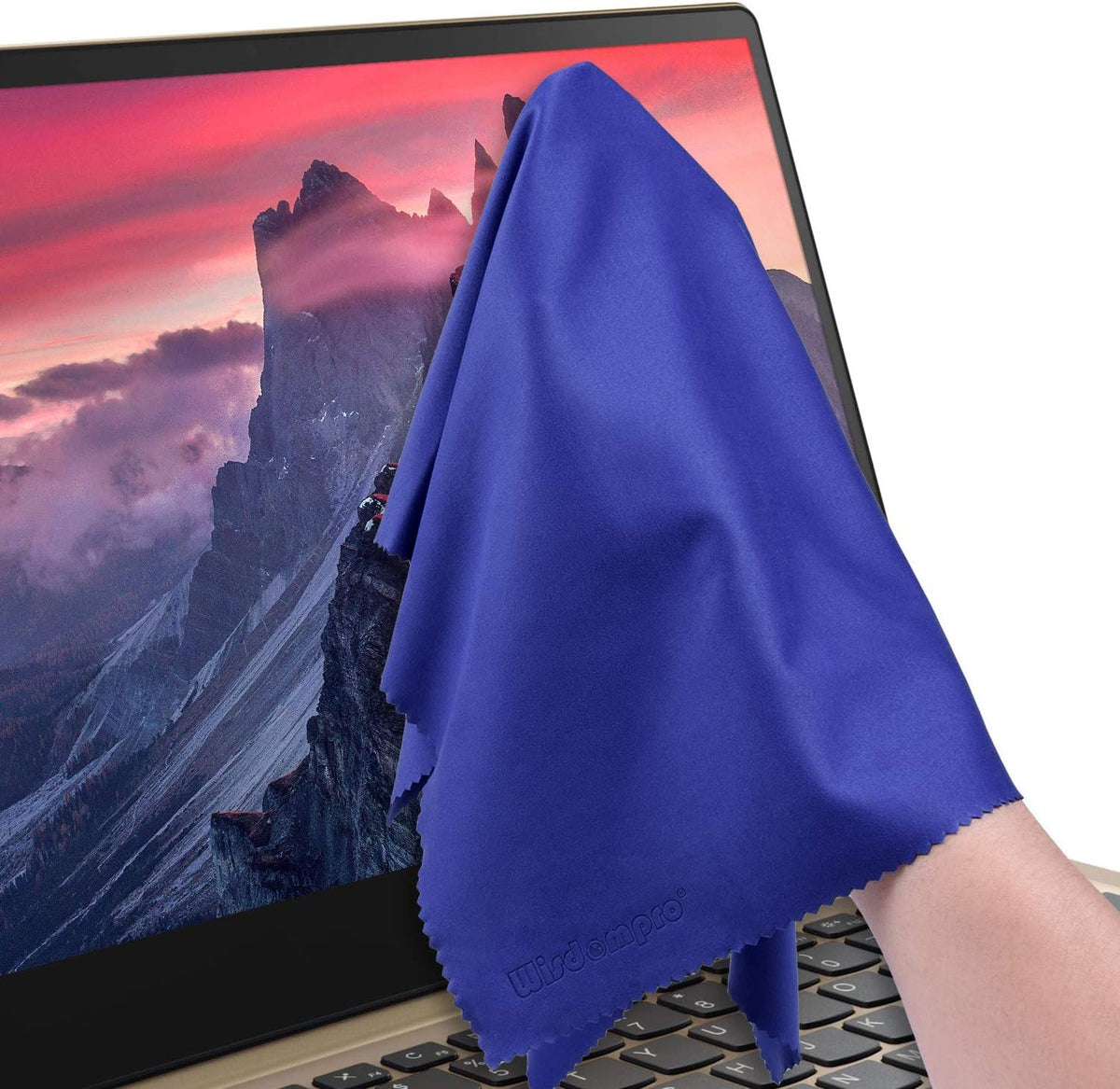 Wisdompro Extra Large 4-Pack Microfiber Cleaning Cloth For Laptop, LCD TV, Computer Screen, Monitor, Tablet, Camera Lens, Glass, Lenses, Phone, iPhone, iPad, other Delicate Surface - Blue (16x16 Inch)
