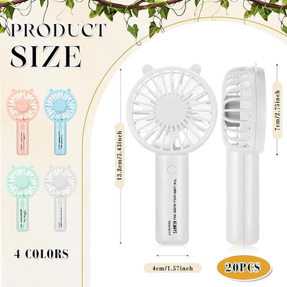 Glooglitter 20 Pcs Church Handheld Fans Bulk Mini Christian Personal Small 3 Speed Battery Operated Portable USB Rechargeable Pocket Eyelash Fan Summer Easter Religious Wedding Gifts(Bible Verses)