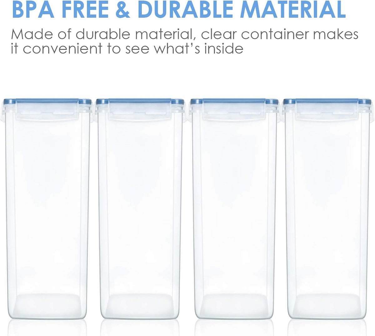 Vtopmart Extra Large Tall Airtight Food Storage Containers 4 Pieces 5.9qt / 6.5L-Plastic PBA Free Kitchen Pantry Canister for Spaghetti