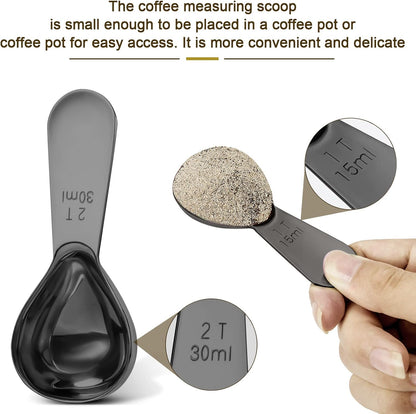 Stainless steel coffee scoop 2-piece set (1 tbsp, 2 tbsp) durable Tablespoon, ergonomic measuring spoon