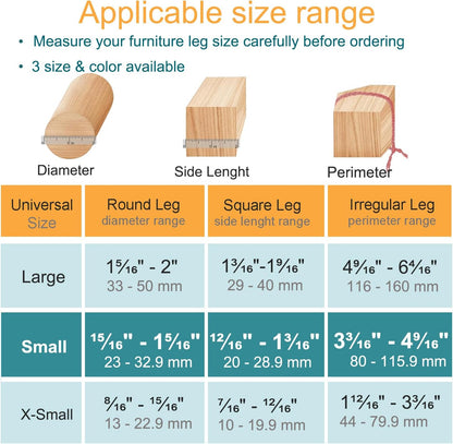 32 Pcs Chair Leg Protectors for Hardwood Floors, OASMU Silicone Felt Furniture Pads for Scratch and Noise Prevention, Smooth Moving (Small Fit: 0.9'' - 1.29'')