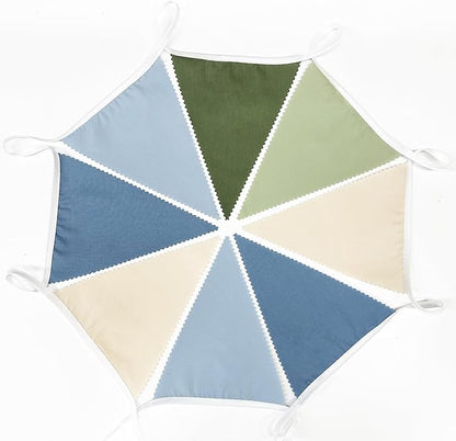 32Ft Blue Green Party Decorations Retro Blue Green Fabric Triangle Banner Flag Banner Pennant Garland Streamers for Graduation Hole in One Wedding Birthday Baby Shower Masters Golf Party Decoration