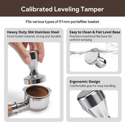 51mm Tamper Espresso Accessories Kit: Espresso Tamper Set, Tamper for Espresso Machine Coffee Tamper Espresso Tools Barista Tools