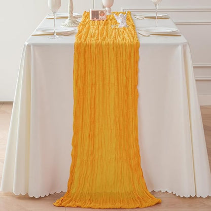 Sioloc Yellow Cheesecloth Table Runner Fall Autumn Decor for Home 10ft Table Cloth for Wedding Birthday Party Halloween Thanksgiving Decorations