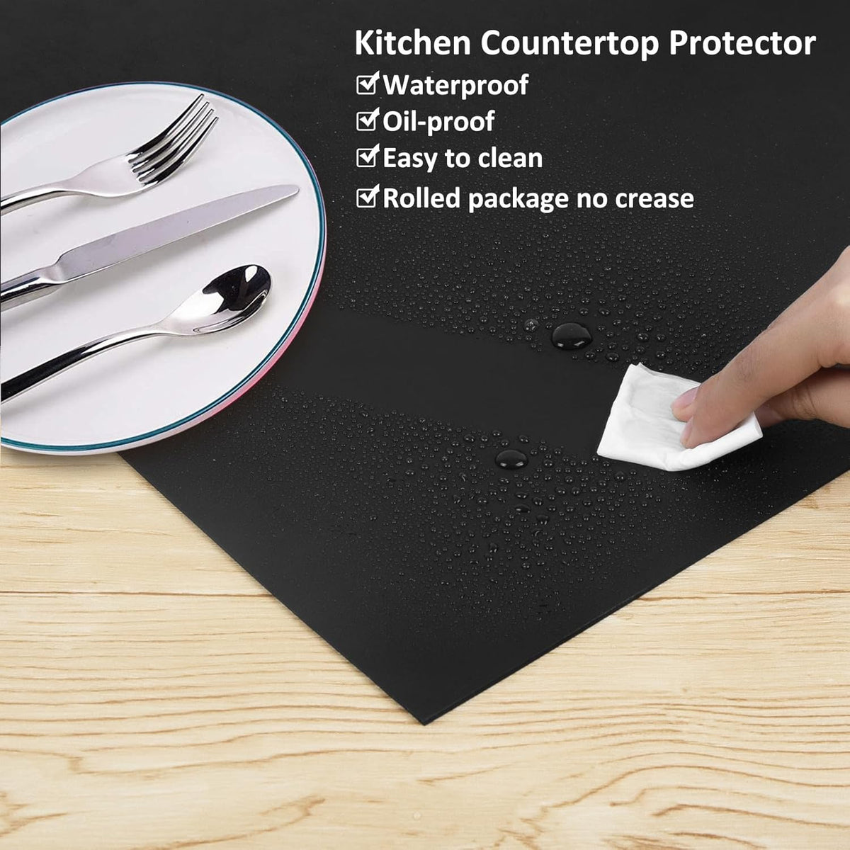 Extra Large Silicone Mat,Silicone Mats for Kitchen Counter Island Dinner Table Countertop Protector Heat Resistant Mat (120” x 48”, Black)