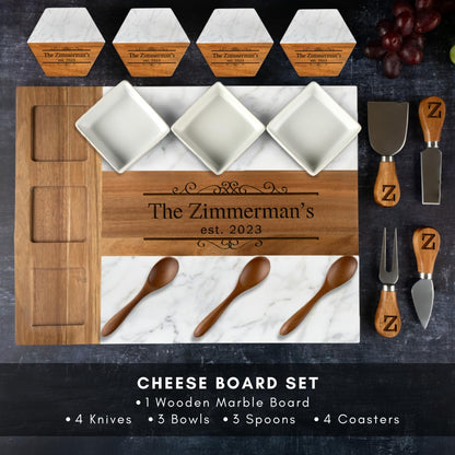 Personalized Charcuterie Board, Marble Cheese Boards for Bridal Shower Gifts, Perfect Housewarming Gifts for Couples, Custom Wedding Gifts