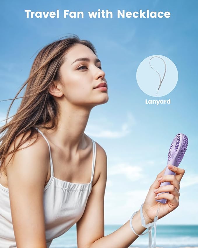 Edvision Portable Mini Fan - Powerful Personal Handheld Fan with 3 Speeds, Cute and Small, USB Rechargeable for Travel/Lash/Makeup/Outdoor/Home,Purple