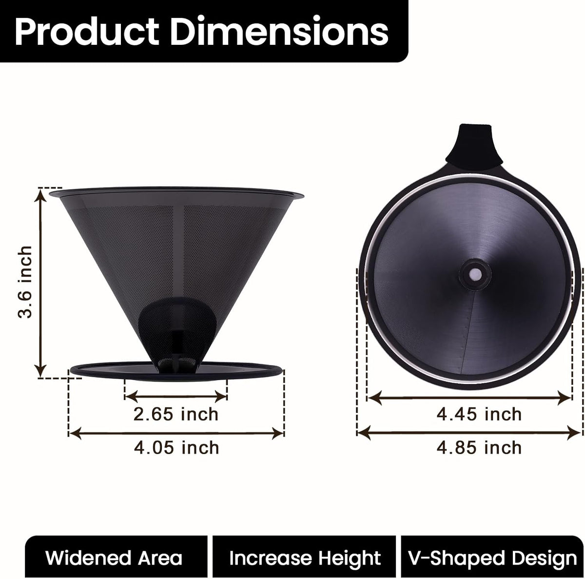 【2.0 Upgraded】 Stainless Steel Pour Over Coffee Maker, Reusable Paperless Drip Coffee Filter and Coffee Strainer for Single Cup Hand Brew, 1–6 Cup