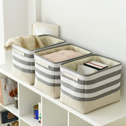 TheWarmHome Extra Large Cube Storage Bins Baskets for Organizing, Sturdy Fabric Storage Basket Cube W/Handles, Decorative Foldable Storage Baskets for Shelves Closet Nursery Toy (3 Pack 16×12×12inch)
