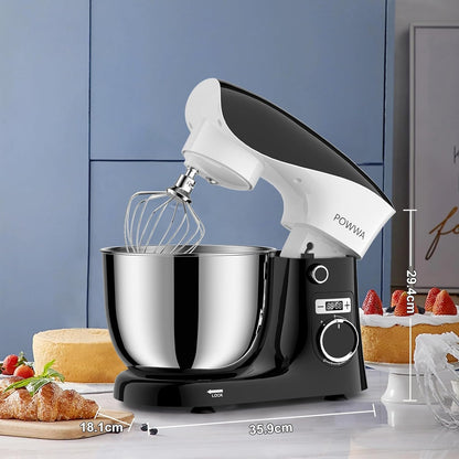 Stand Mixer, Powwa 6.5 QT 10 Speeds Tilt-Head Electric Stand Mixer, 3-In-1 Kitchen Mixer with Bowl, Dough Hook, Whisk and Beater