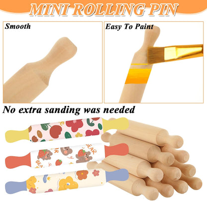 50Pcs Wooden Mini Rolling Pin, 5.5 Inches Mini Rolling Pin for Crafts, Small Dough Rolling Pins for Imaginative Play and Baking Pastry Pizza Cookie