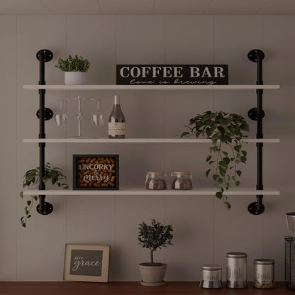 Industrial Pipe Shelving Rustic Black Pipe Wall Shelves Industrial Shelves with Wood Planks Floating Shelves 60 Inch Farmhouse Bathroom