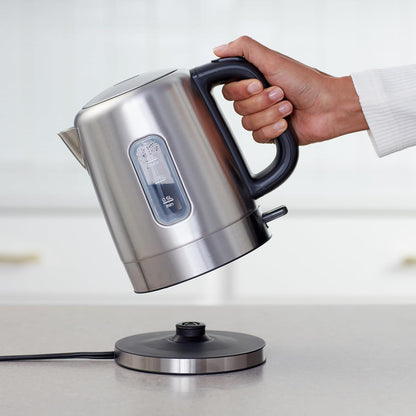 Electric Stainless Steel Kettle for Tea and Coffee, BPA-Free, Fast Boiling, Auto Shut-Off, 1.1 Quarts, 1500W, Black and Silver