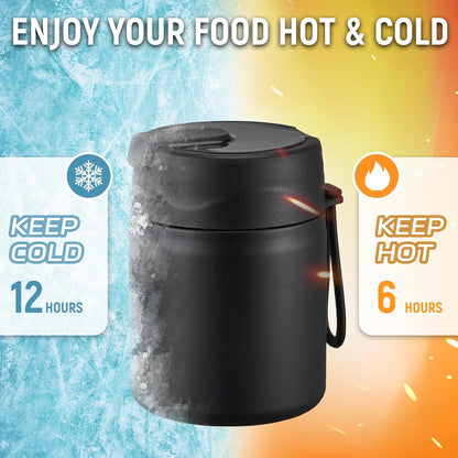 17oz Soup Thermo for Hot Food Kids Insulated Vacuum Food Jar with Stainless Steel Spoon Wide Mouth Thermo Leakproof Lunch Food Container Kids Hot
