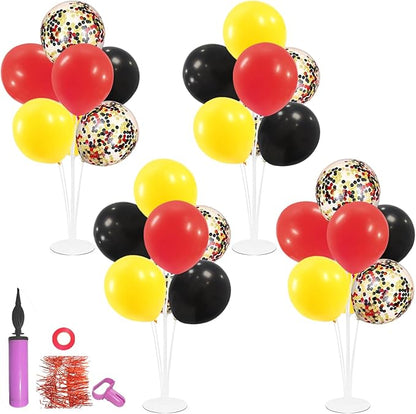 ZJDHPTY Red Yellow and Black Balloon Stand Centerpiece Table Decorations for Mouse Birthday Movie Night Party Decorations(Red yellow black set4)