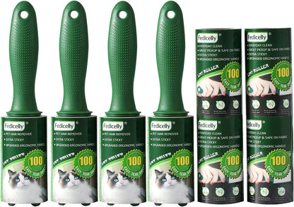 Fedicelly Lint Rollers Pet Hair Extra Sticky Clothes,Cat Dog Hair Remover Laundry Furniture Carpet,Total 800 Sheets Lint Remover Brush for Couch Green
