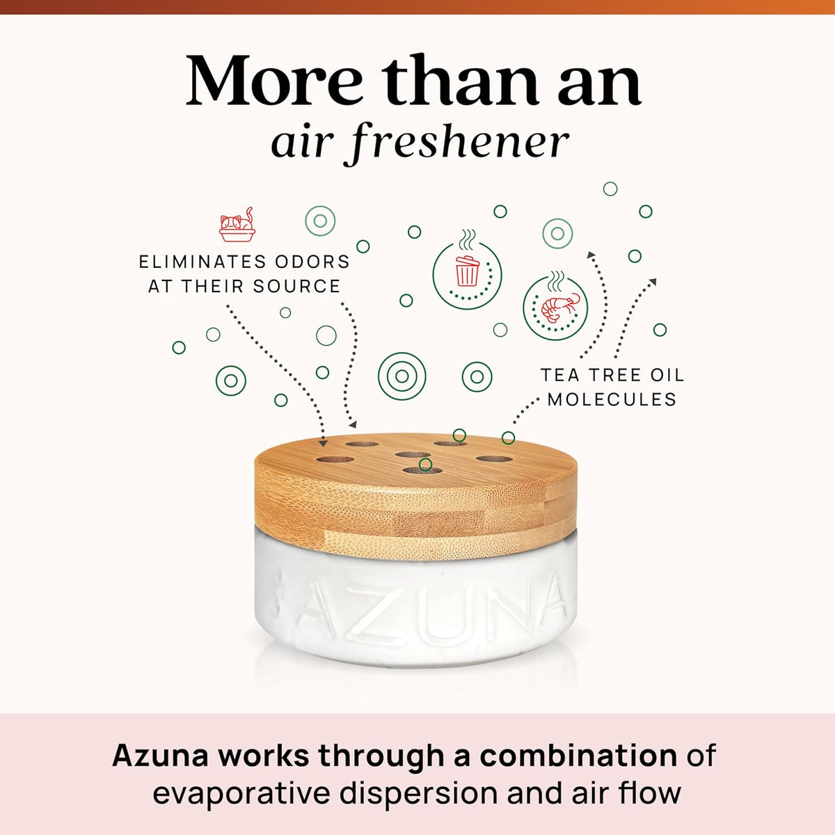 Azuna Air Freshener & Odor Eliminator for Strong Odor | 2 Room Kit Includes (2) Empty Luxe Glass Jar & 12oz Gel Refill with Tea Tree Essential Oil | Sandalwood Scent | Last 60-90 Days
