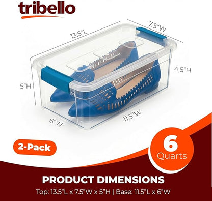 Tribello Clear Plastic Storage Bins with Lids Stackable Storage Bins (6 Quart)