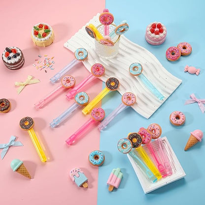 Jenaai 24 Pcs Dount Bubble Wands Sweet Donut Bubbles Party Favors for Summer Activity Cartoon Birthday Gifts Carnival Goody Bag Stuffers Wedding Supplies