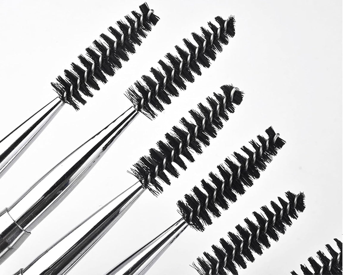 2PCS Mascara Brushes, Eyebrow Eyelash Brushes, Mascara Wands Spooly Applicators, Eye Brushes, Portable Cosmetic Brushes with Cap Spoolies Brushes for Eyelash Extensions and Eyebrows, Black