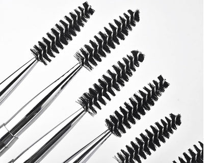 2PCS Mascara Brushes, Eyebrow Eyelash Brushes, Mascara Wands Spooly Applicators, Eye Brushes, Portable Cosmetic Brushes with Cap Spoolies Brushes for Eyelash Extensions and Eyebrows, Black