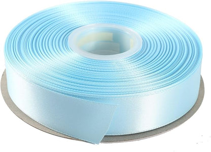 ITIsparkle 1" Inch Double Faced Satin Ribbon 50 Yards-Roll Set for Gift Wrapping Scrap Books Party Favor Hair Braids Baby Shower Decoration Floral Arrangement Craft Supplies, Light Blue Ribbon