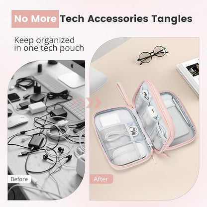 Skycase Tech Pouch - Lightweight Electronics Organizer Travel Case - Double Layers Cable Organizer - All-in-One Storage Bag for Charger, Cord, Phone, Flash Drive, Essentials