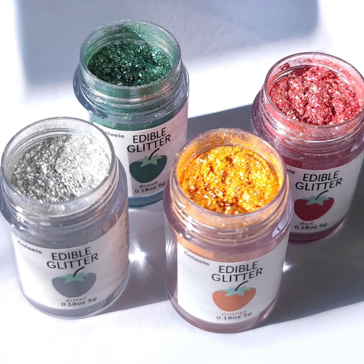 Silver Edible Glitter Glimmer Powder for Cakes Drinks - Colaele 5 grams Food Grade Luster Dust Metallic Food Decorating Sprinkle Disco Brew Dust for