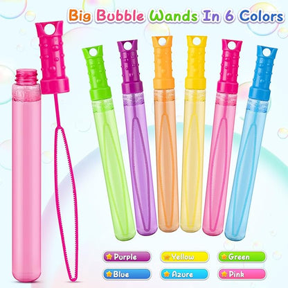 36 Pack Big Bubble Wands Bulk for Kids in 6 Colors, Summer Toy Party Favors for Boys & Girls, Perfect for Easter, Summer, Halloween, Valentine's Day and School Classroom Prizes
