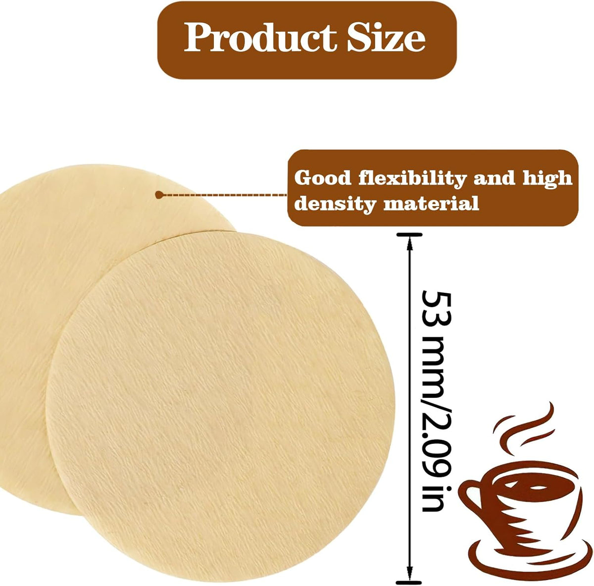 800 Count Espresso Coffee Filters, 53 mm Unbleached Round Coffee Paper Filter for Espresso Machine