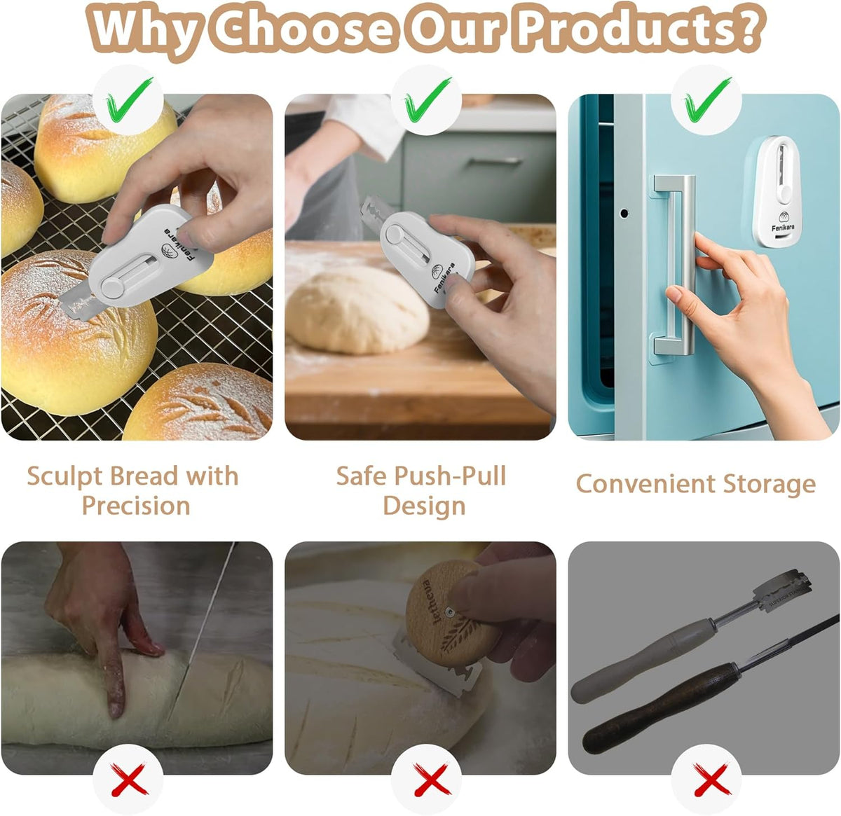 Premium Magnetic Bread Lame & Versatile Bread Scoring Tool - Professional Sourdough Scoring Tool and Lame Bread Tool with 10 Razor Blades & Scoring