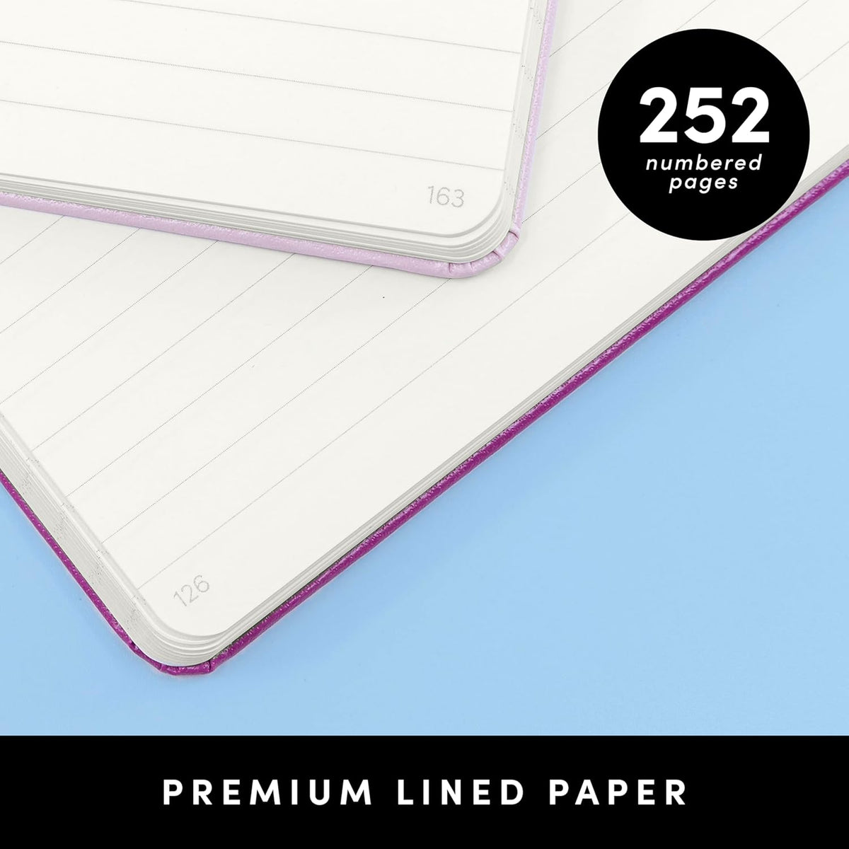 PAPERAGE Lined Journal Notebook, (Burgundy), 252 Pages, Medium 5.6 in x 8 in - 100 GSM Thick Paper – Hardcover Journaling Notebook for Work, School & Note Taking