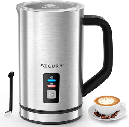 Secura Milk Frother, Electric Milk Steamer Stainless Steel, 8.4oz/250ml Automatic Hot and Cold Foam Maker and Milk Warmer for Latte, Cappuccinos, Macchiato, 120V