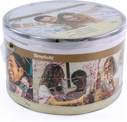 Simplicity Pink Foil No-Mess Celebration Pop Out Streamers, 14 Piece, for Gender Reveals, Birthday Parties, and More