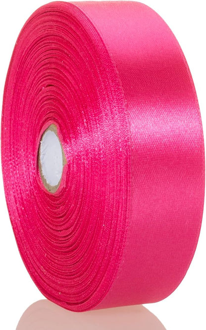 YASEO 1 Inch Rose Red Solid Satin Ribbon, 50 Yards Craft Fabric Ribbon for Gift Wrapping Floral Bouquets Wedding Party Decoration