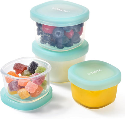 U-Taste 3oz 6oz Small Storage Containers: Food Grade Liquid-Silicone Freezer Box with Airtight Lid, Microwave Safe with Clear Measurements