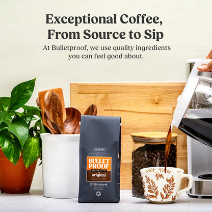 Bulletproof Original Medium Roast Whole Bean Coffee, 12 Ounces (Pack of 3), Clean Coffee Tested for Toxins